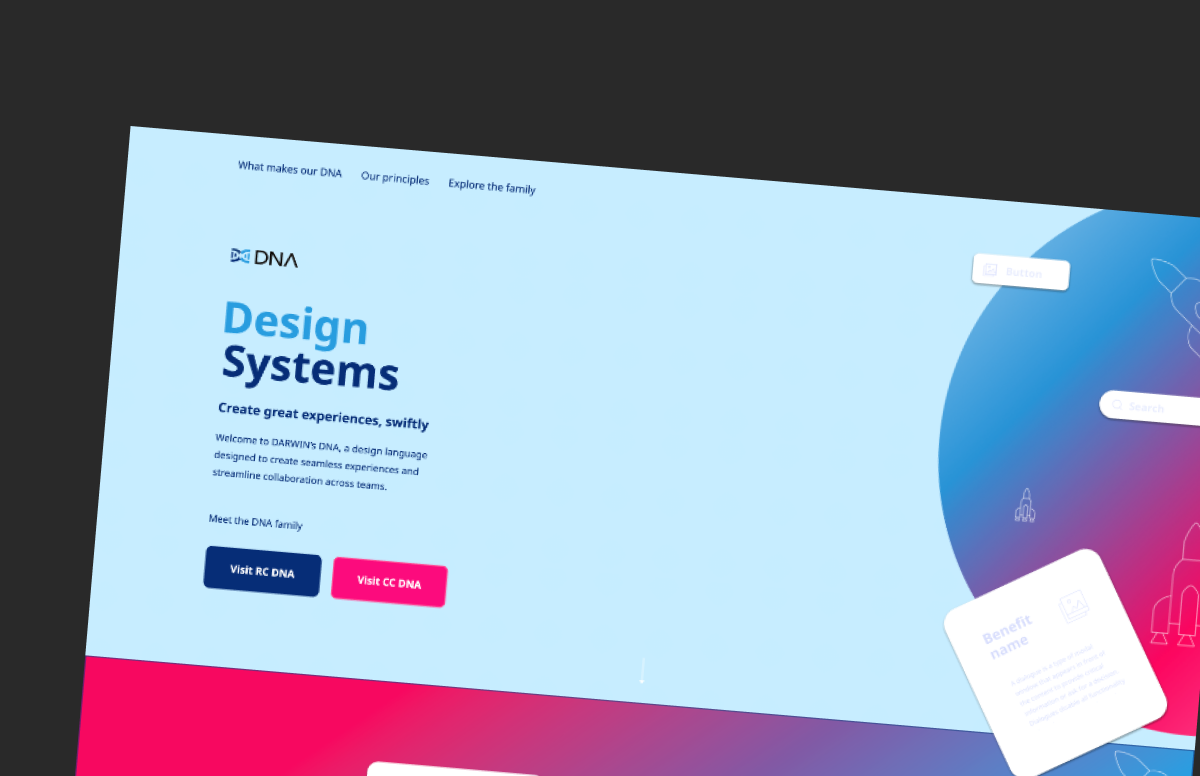 DNA landing page: hero and entry points to each system in the family